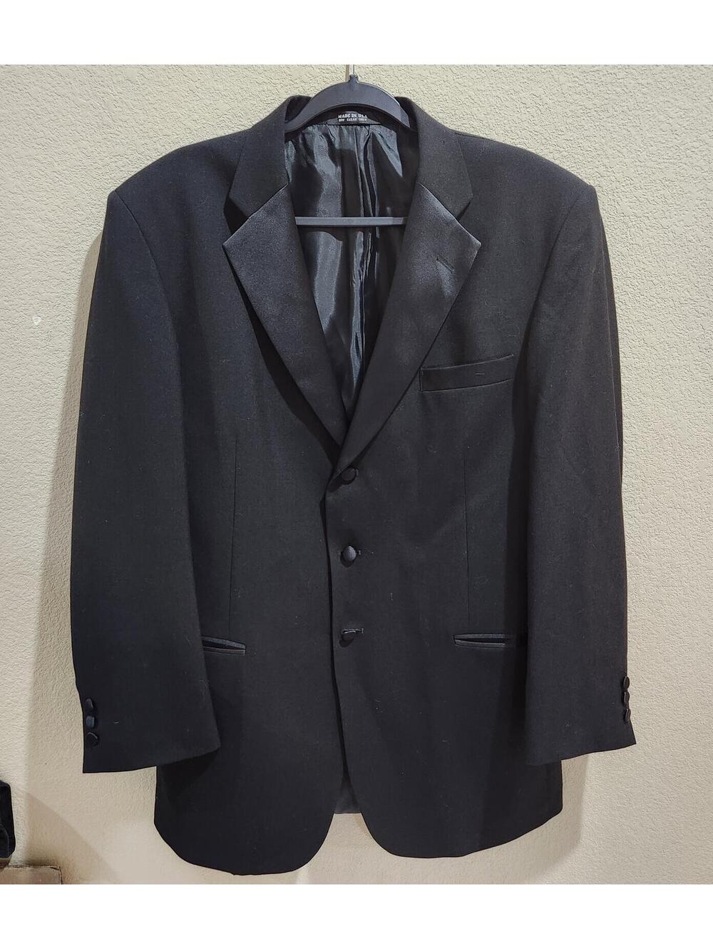 Jos A Bank 42L Black Wool Formal Wear Men Blazer Suit Jacket Sport Coat USA made